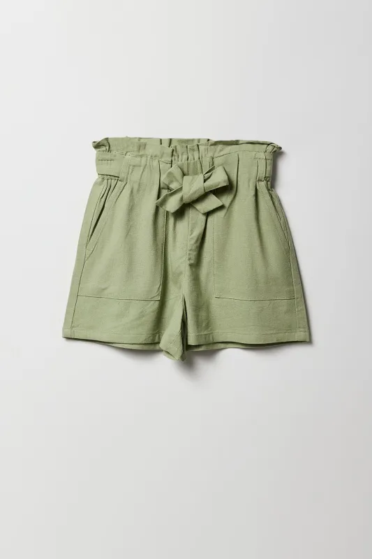 Short en lin à taille froissée pour filles sold by Urban Planet