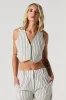 Linen Cropped Button-Up Vest sold by Urban Planet