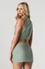 Linen Cropped Button-Up Vest sold by Urban Planet
