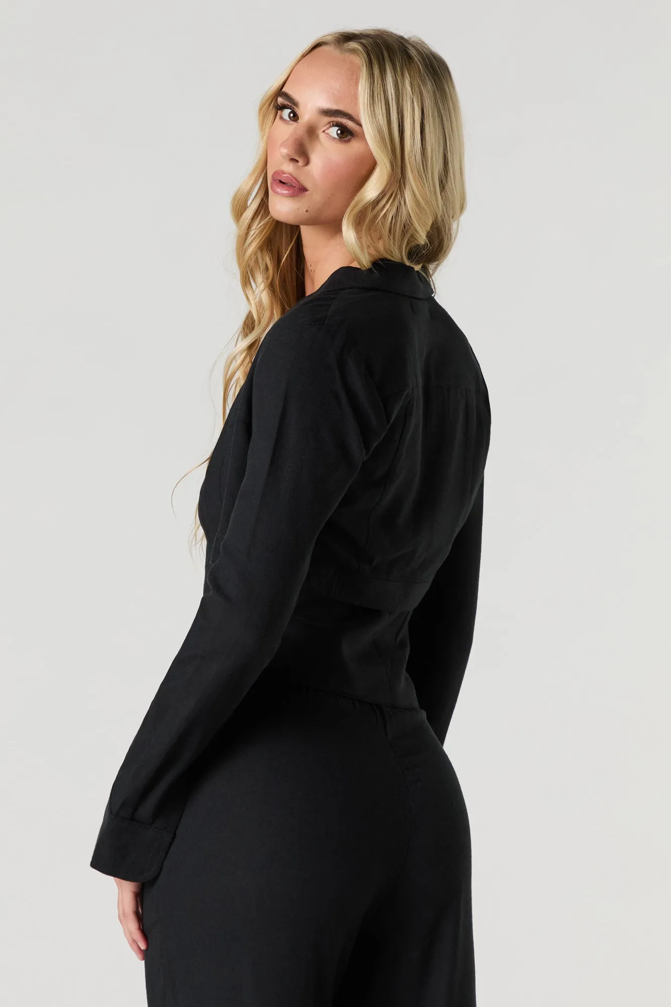 Blazer court ouvert en lin sold by Urban Planet product image thumbnail 5