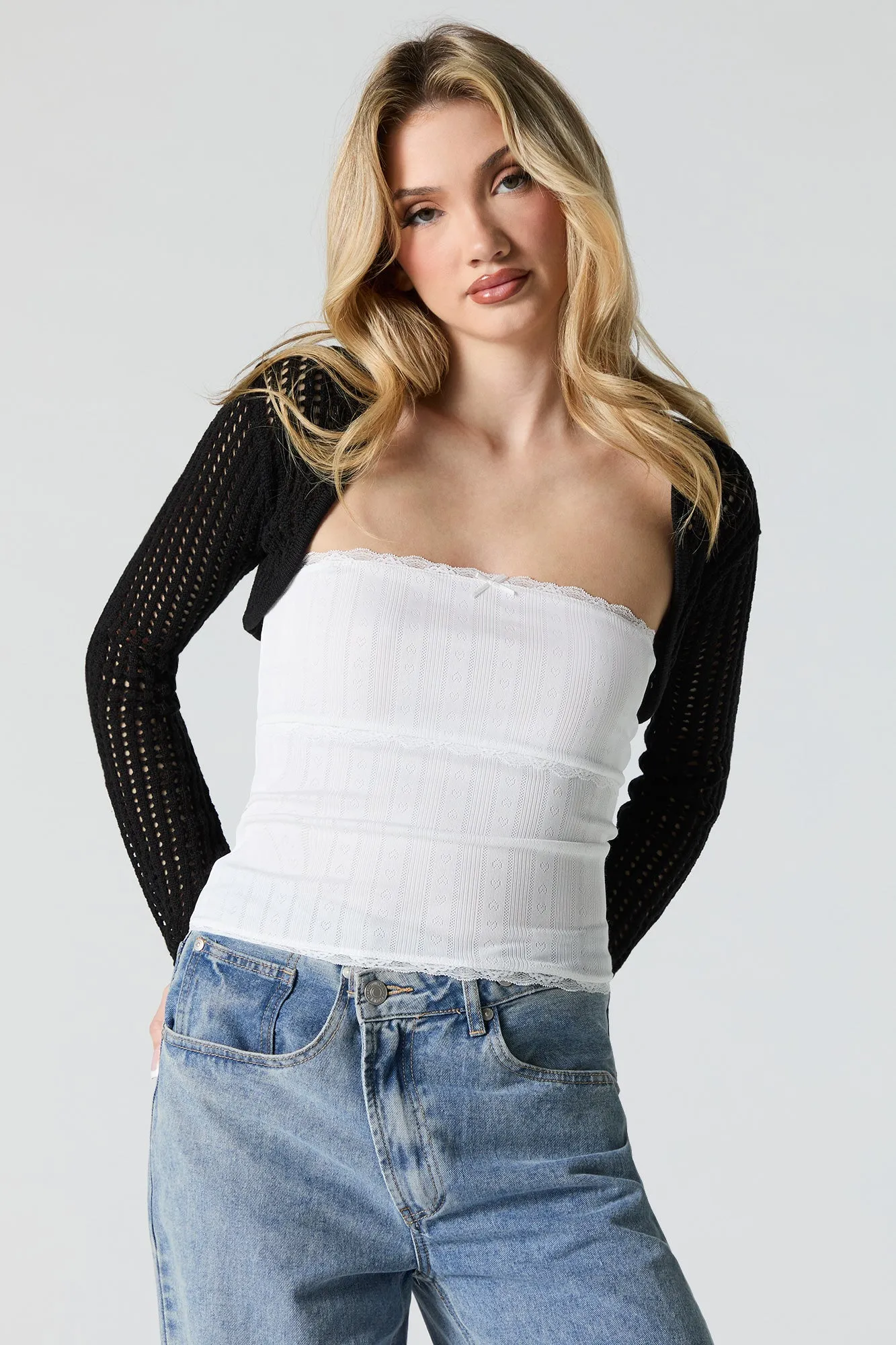 Cache-épaule écourté en tricot ouvert sold by Urban Planet product image thumbnail 5