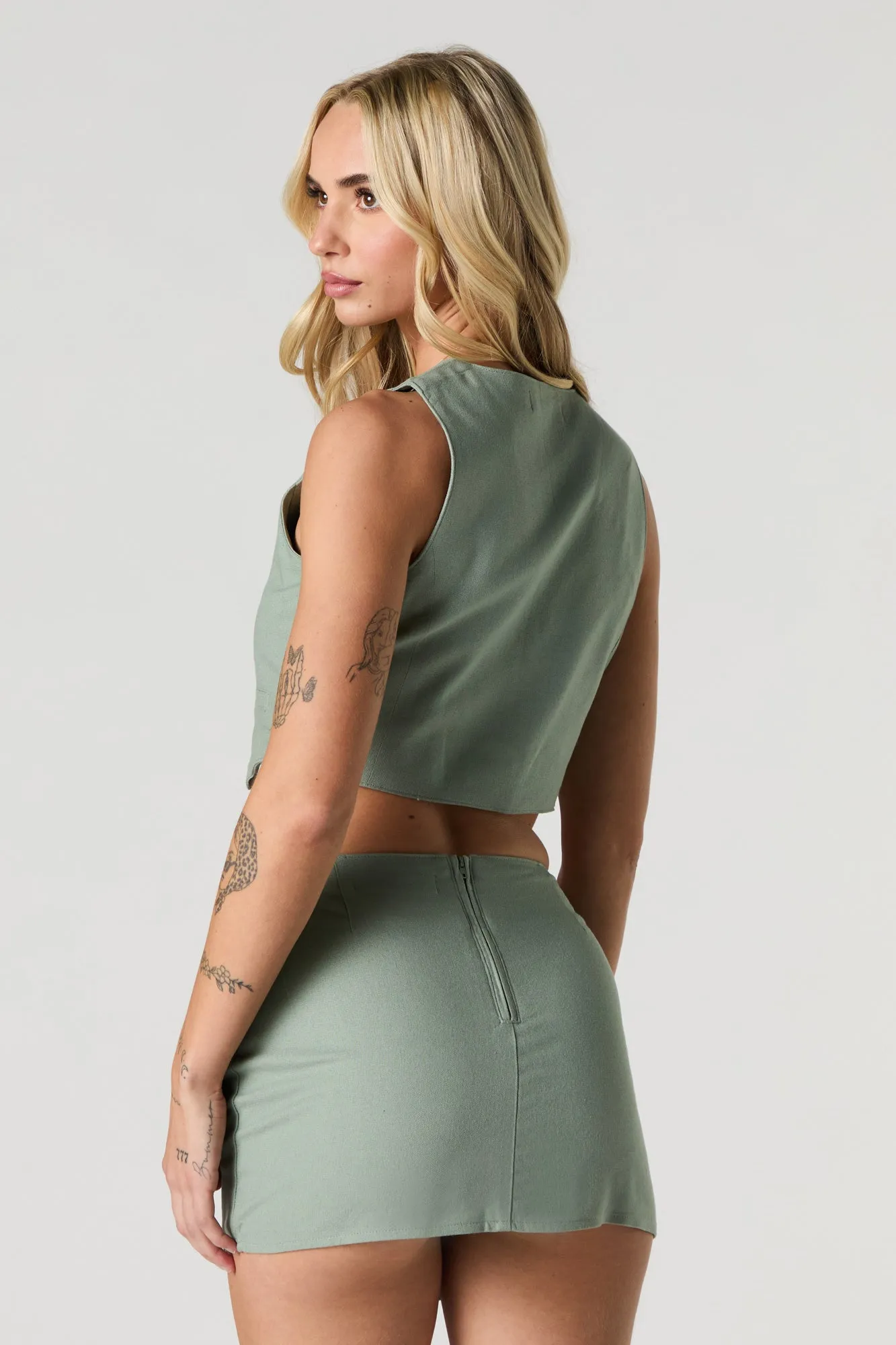 Linen Mini Wrap Skort sold by Urban Planet product image thumbnail 2