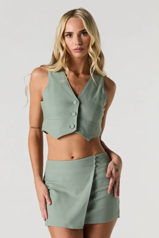 Minijupe-short croisée en lin sold by Urban Planet