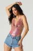 Metal Rhinestone Cowl Neck Crop Top sold by Urban Planet