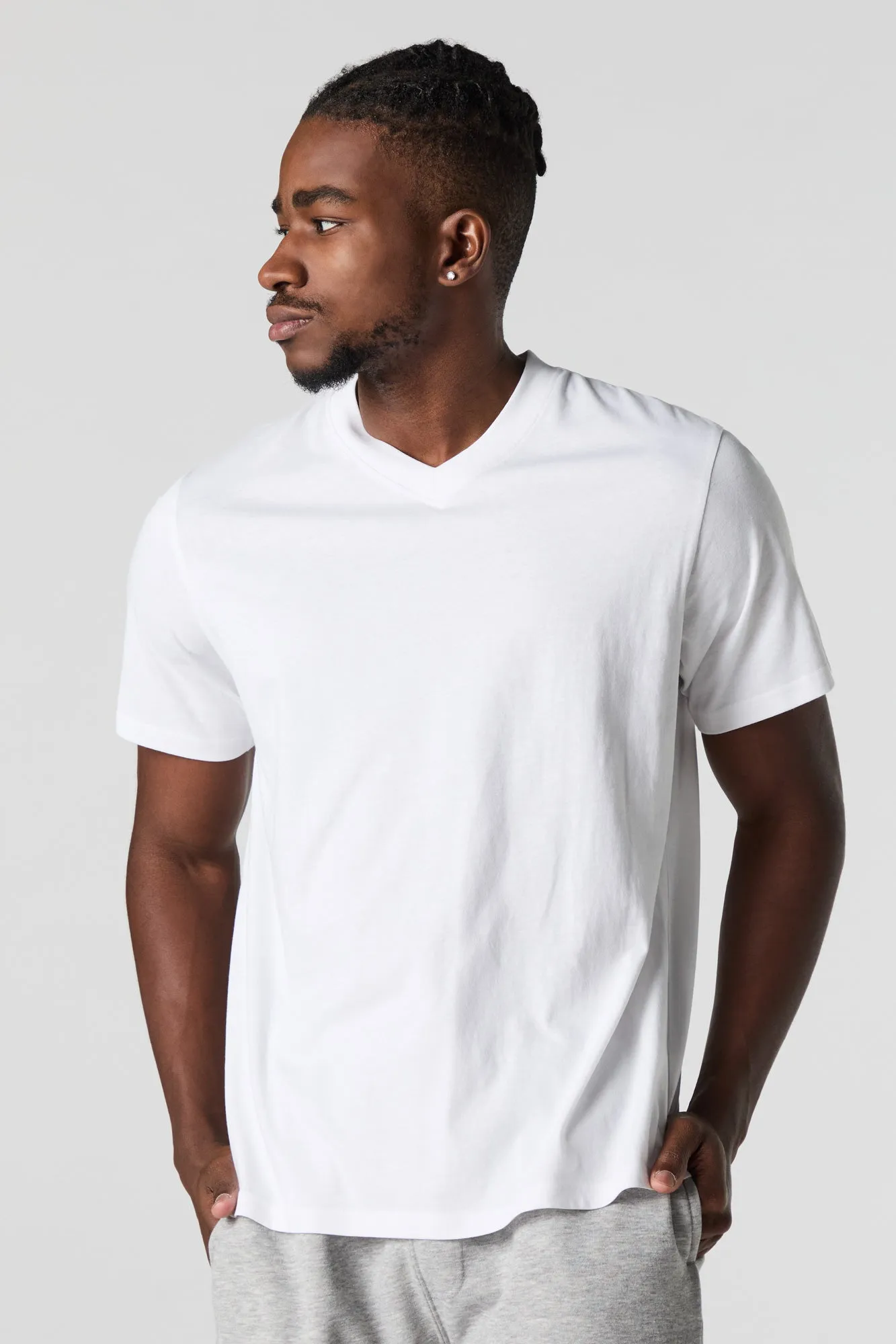 Solid V-Neck T-Shirt sold by Urban Planet