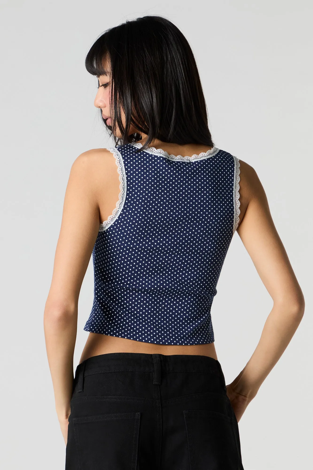 Square Neck Lace Trim Rosette Tank sold by Urban Planet product image thumbnail 2