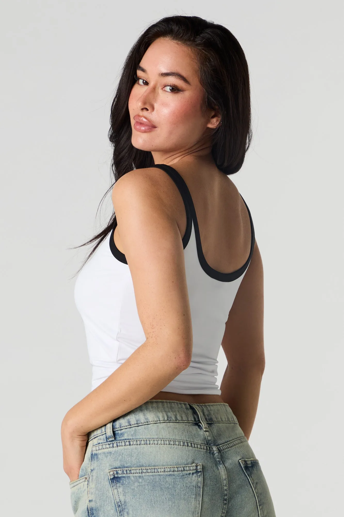 Contour Scoop Neck Contrast Trim Tank sold by Urban Planet product image thumbnail 5