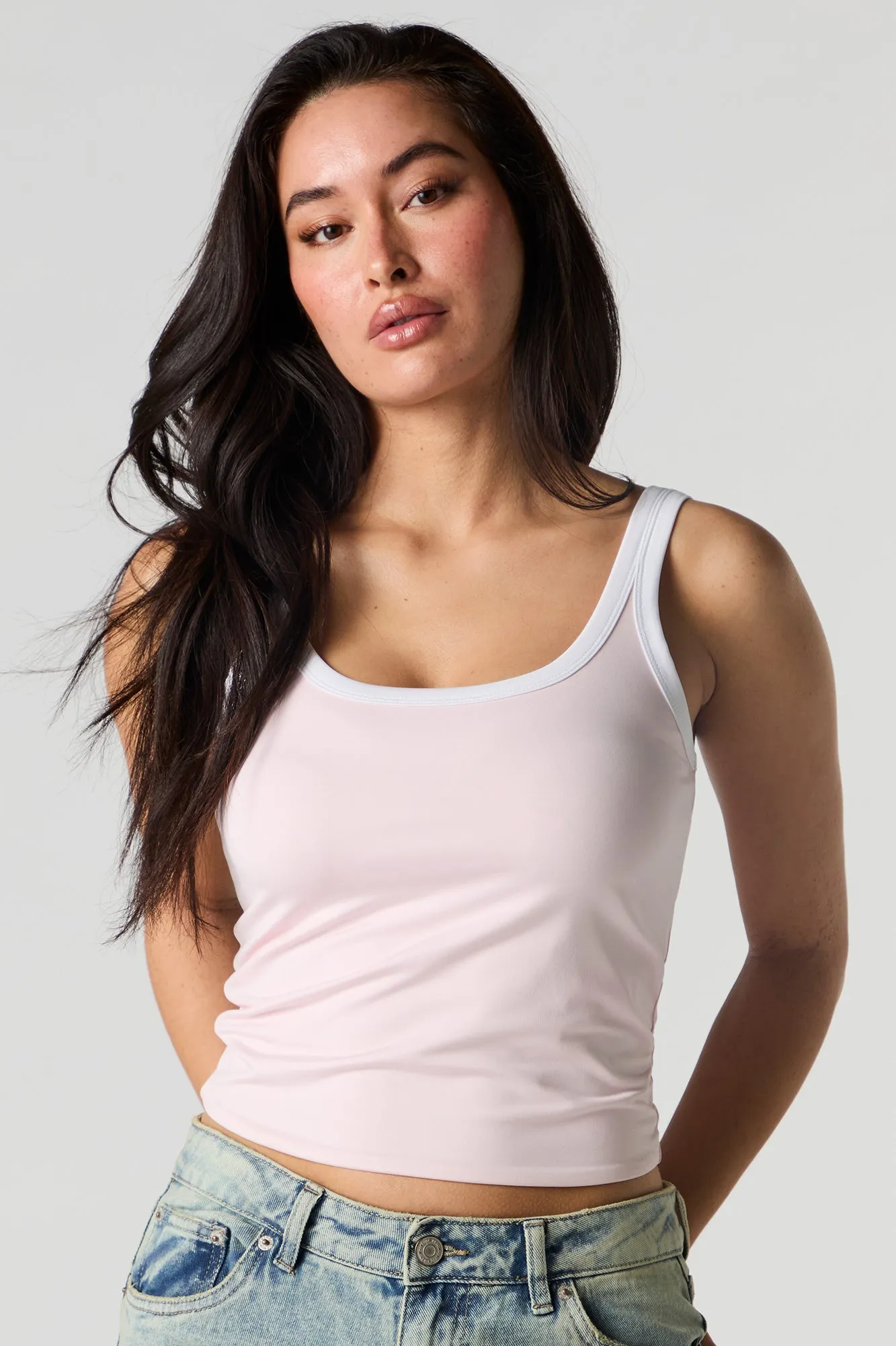 Contour Scoop Neck Contrast Trim Tank sold by Urban Planet