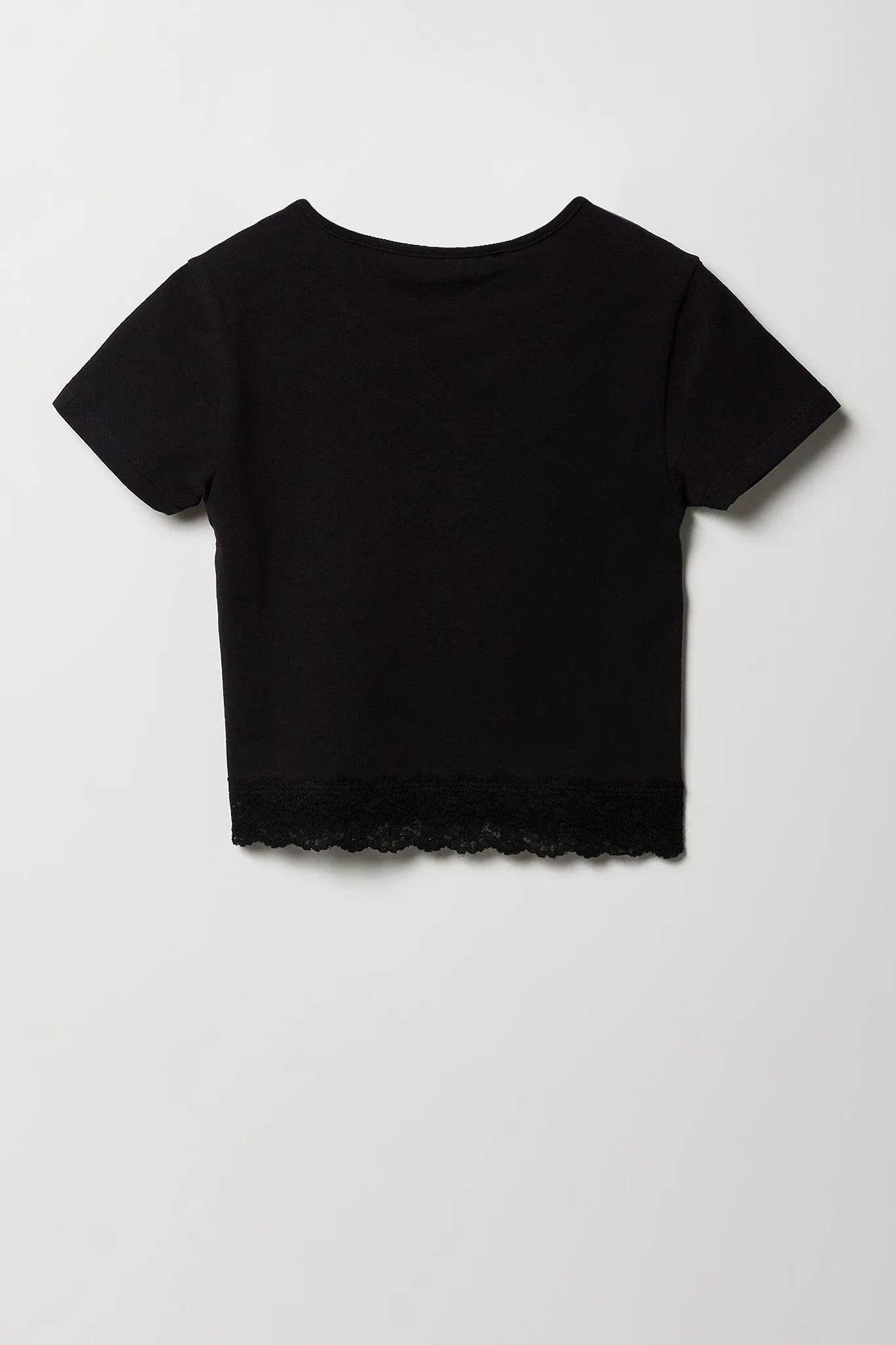 Girls Lace Trim T-Shirt sold by Urban Planet product image thumbnail 4