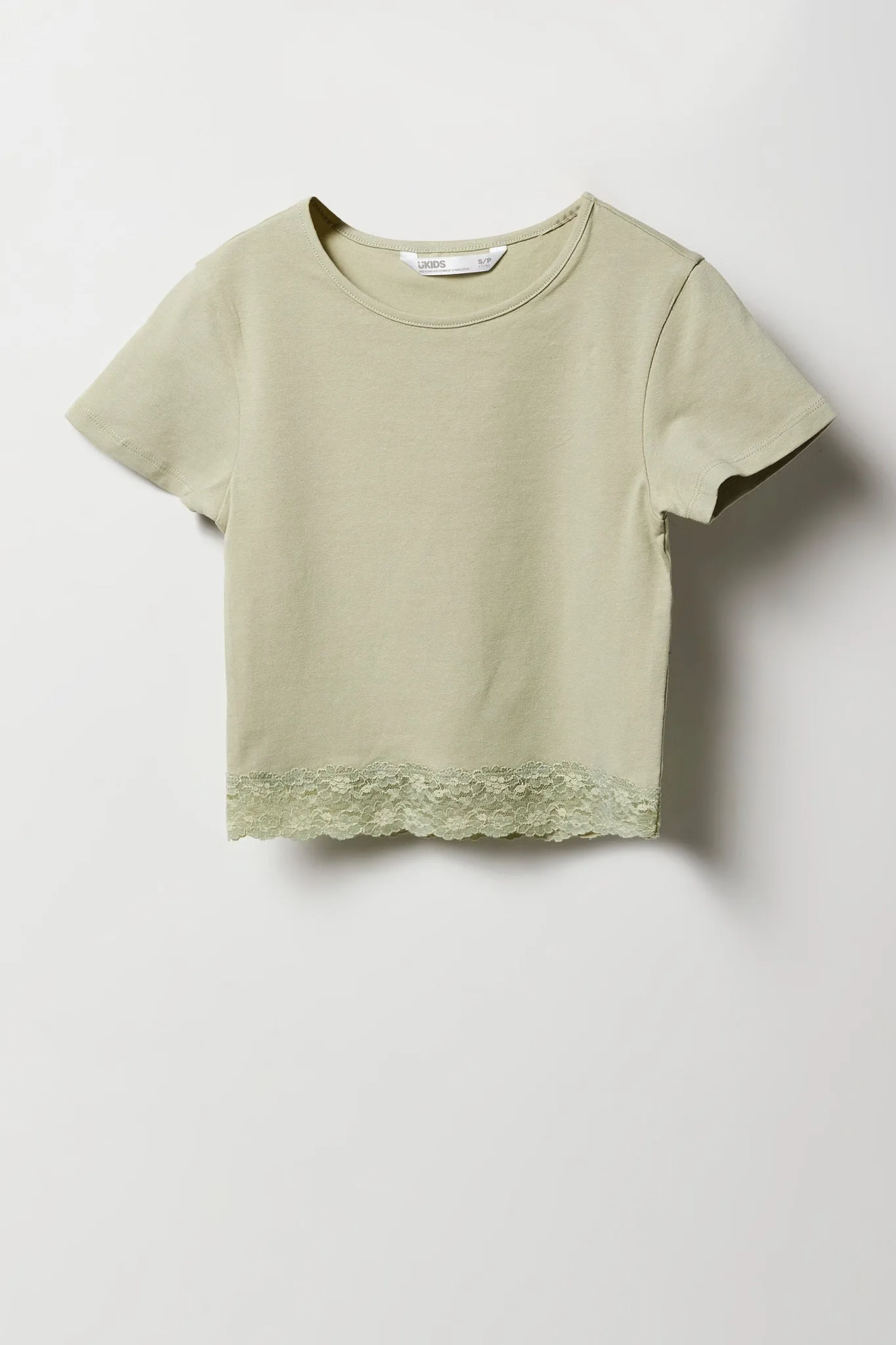 T-shirt à bordure de dentelle pour filles sold by Urban Planet