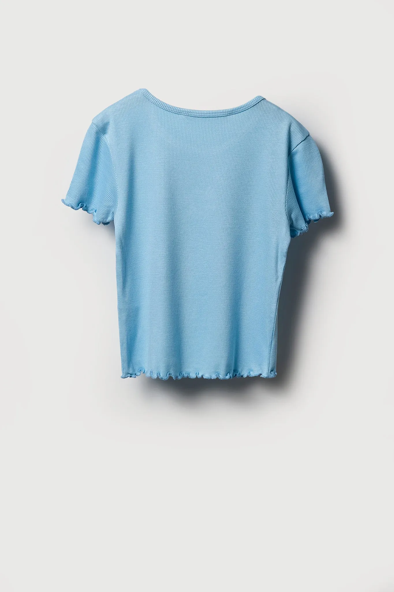 Girls Ribbed Embroidered Lettuce Edge T-Shirt sold by Urban Planet product image thumbnail 2