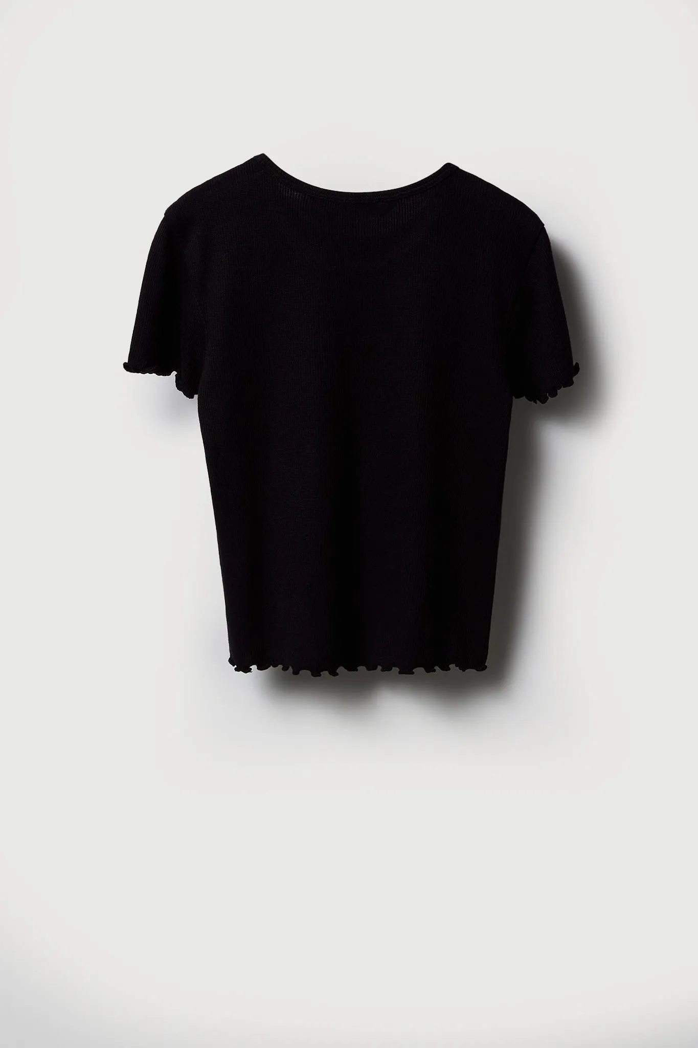 Girls Ribbed Embroidered Lettuce Edge T-Shirt sold by Urban Planet product image thumbnail 4