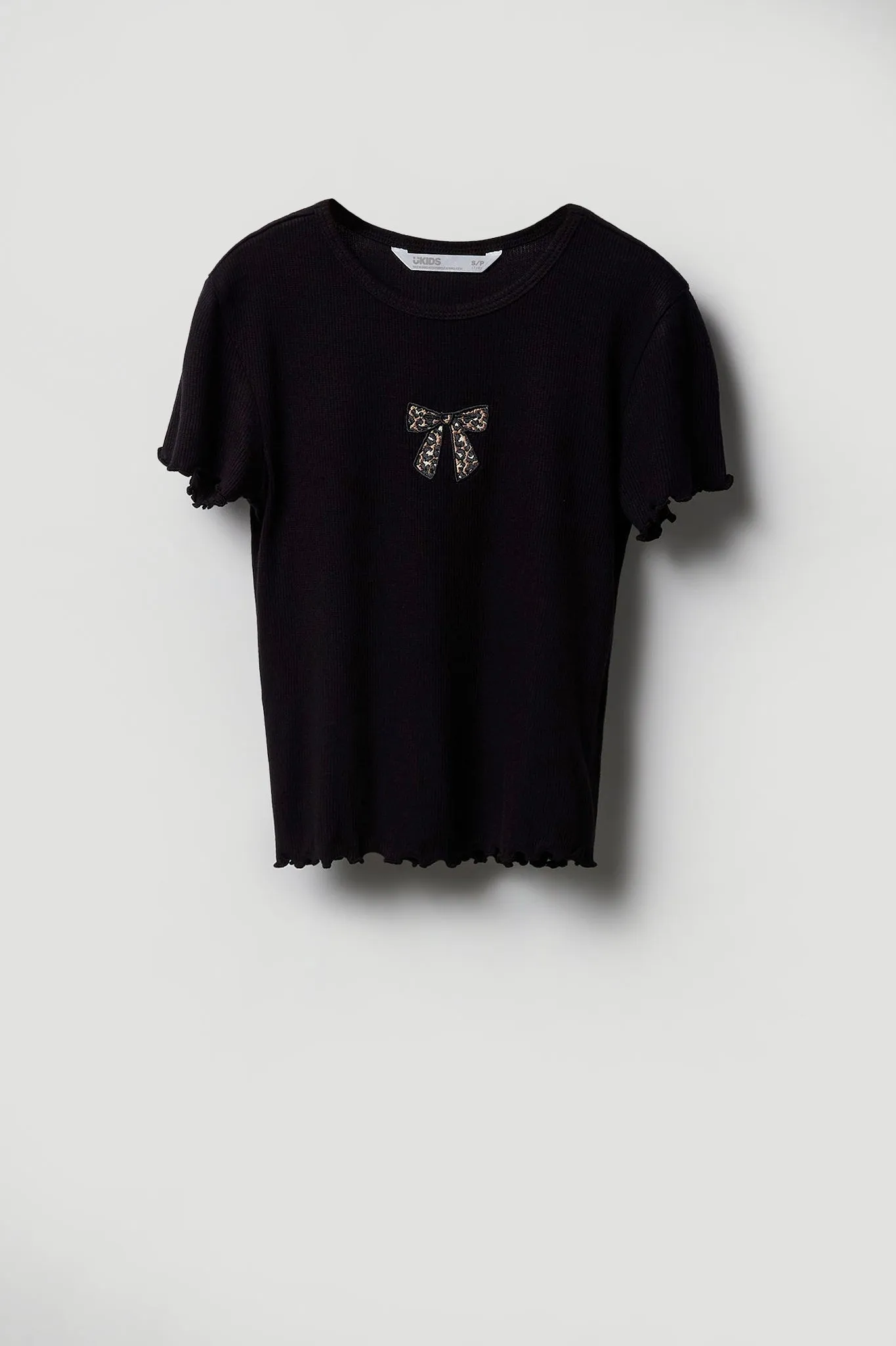 T-shirt côtelé avec motif brodé et ourlet volanté pour fille sold by Urban Planet product image thumbnail 3