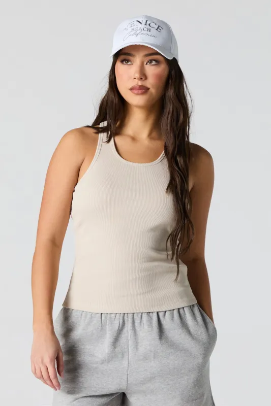 Ribbed Racerback Tank with Built-In Bra Cups sold by Urban Planet
