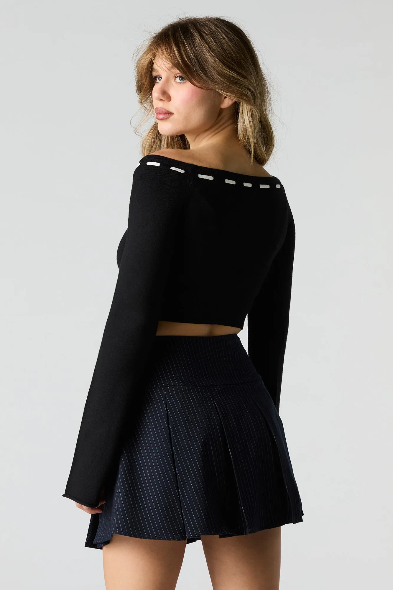 Haut court avec surpiqûres contrastantes et encolure bateau sold by Urban Planet product image thumbnail 5