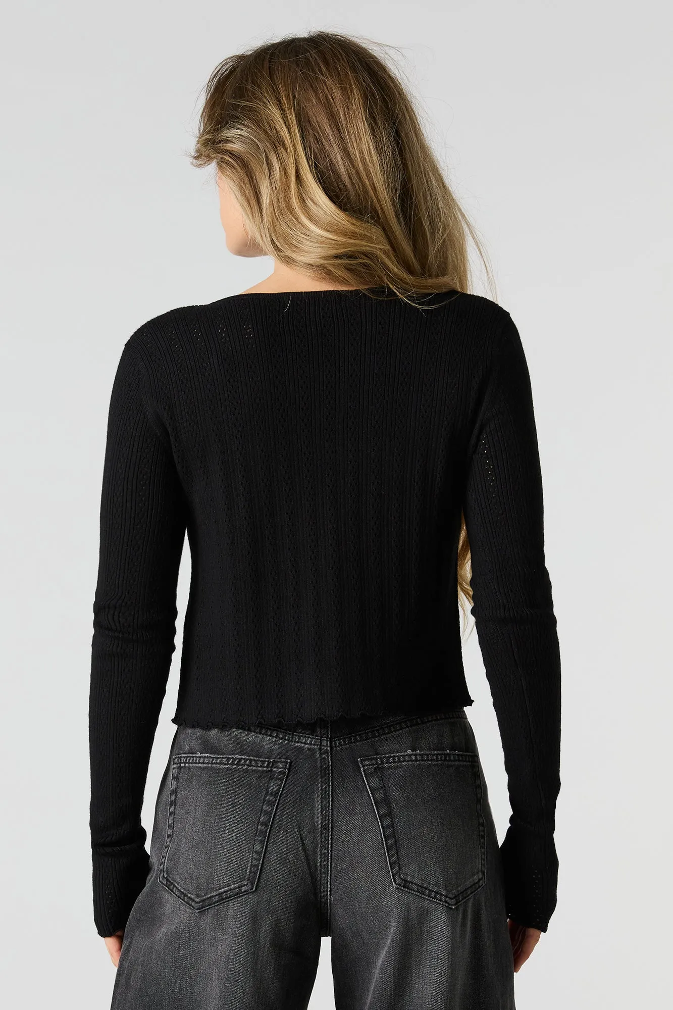 Cardigan en tricot pointelle avec attache à l'avant sold by Urban Planet product image thumbnail 5