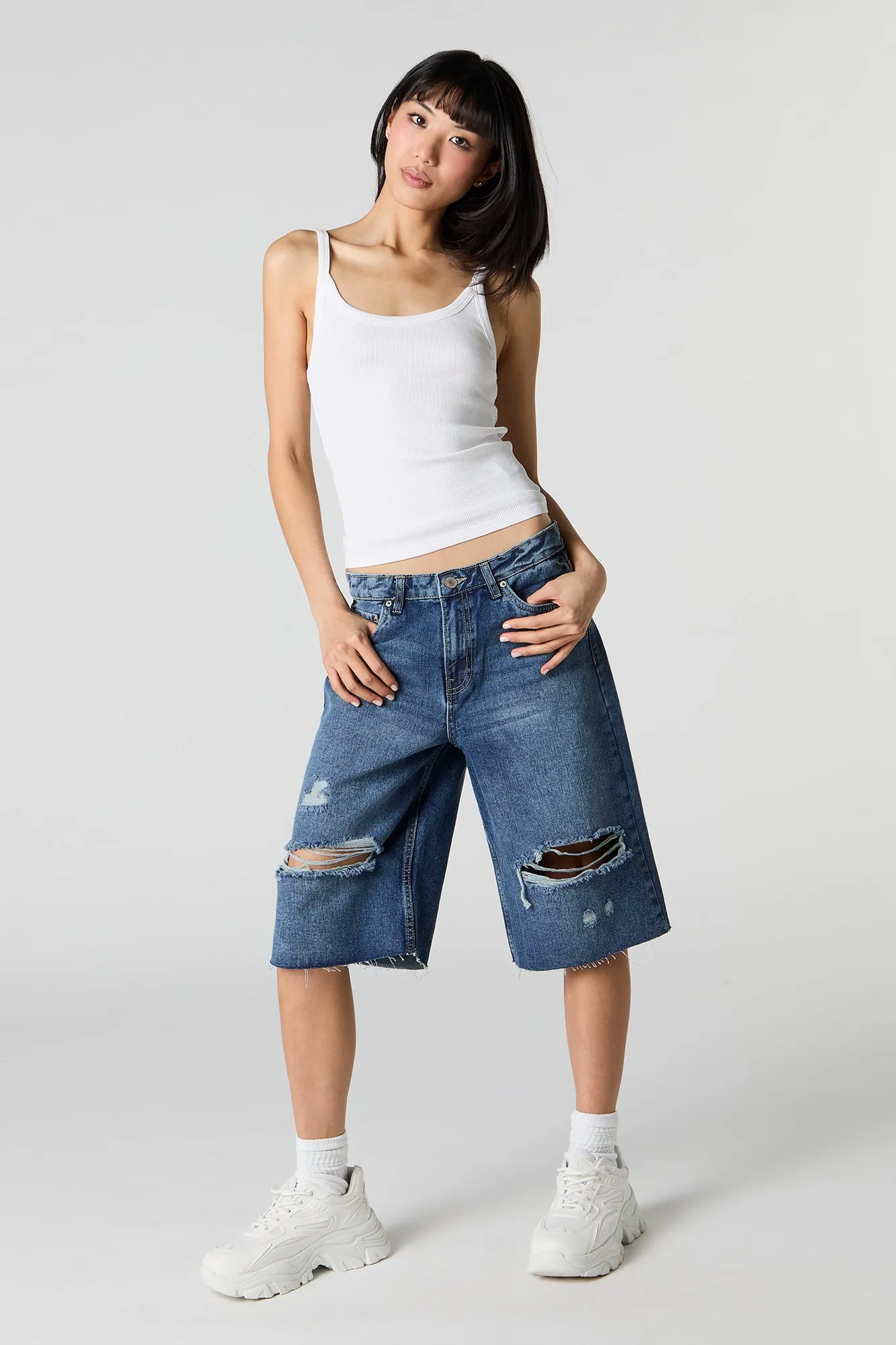 Low Rise Distressed Jort sold by Urban Planet