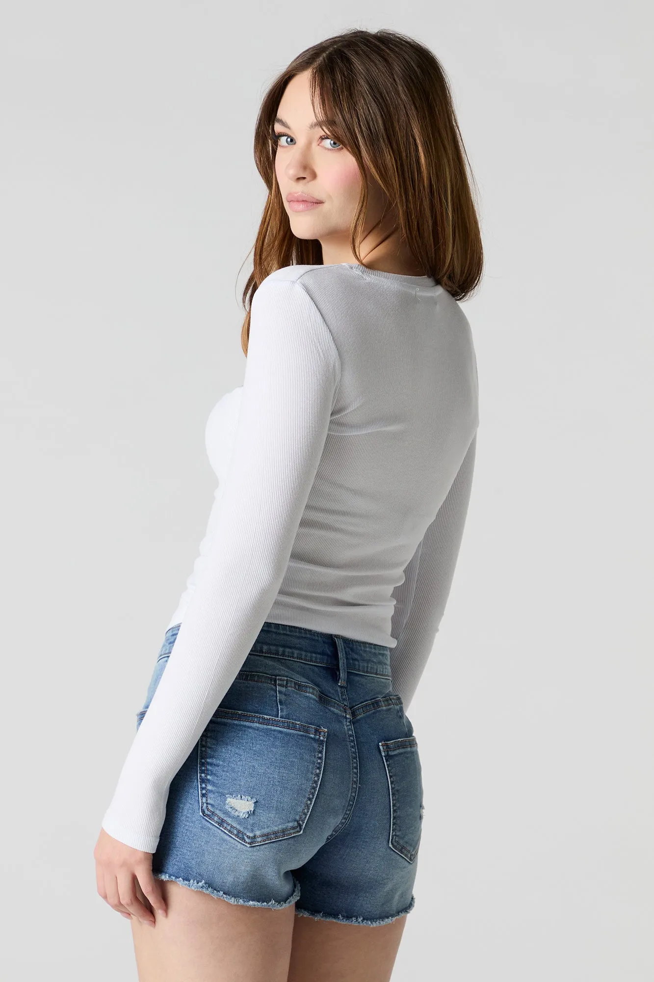 Dark Wash Mid Rise Push Up Distressed Short sold by Urban Planet product image thumbnail 2