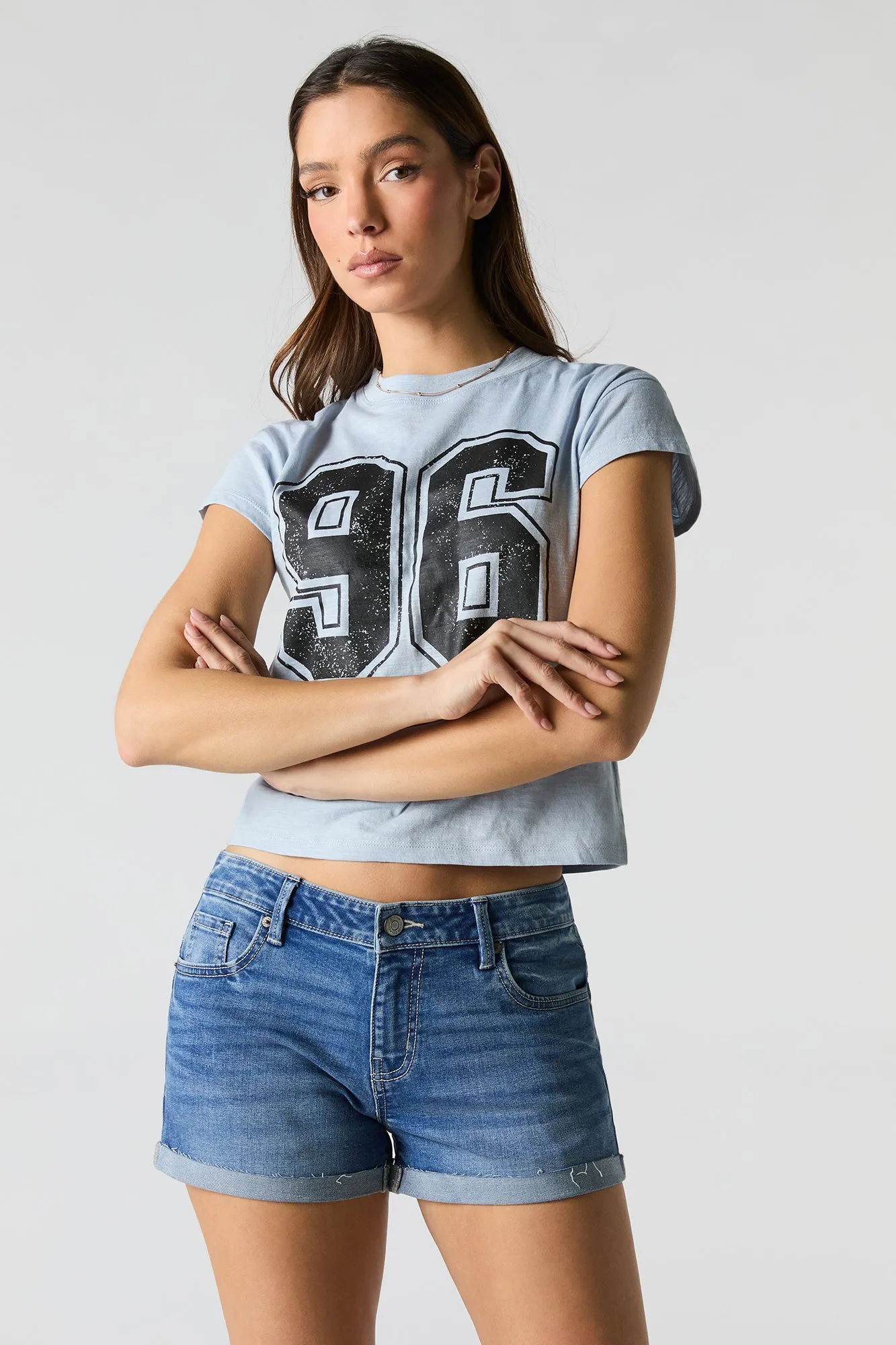 Medium Wash Mid Rise Push Up Denim Short sold by Urban Planet