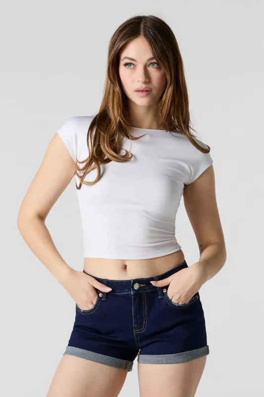 Dark Wash Mid Rise Push Up Denim Short sold by Urban Planet