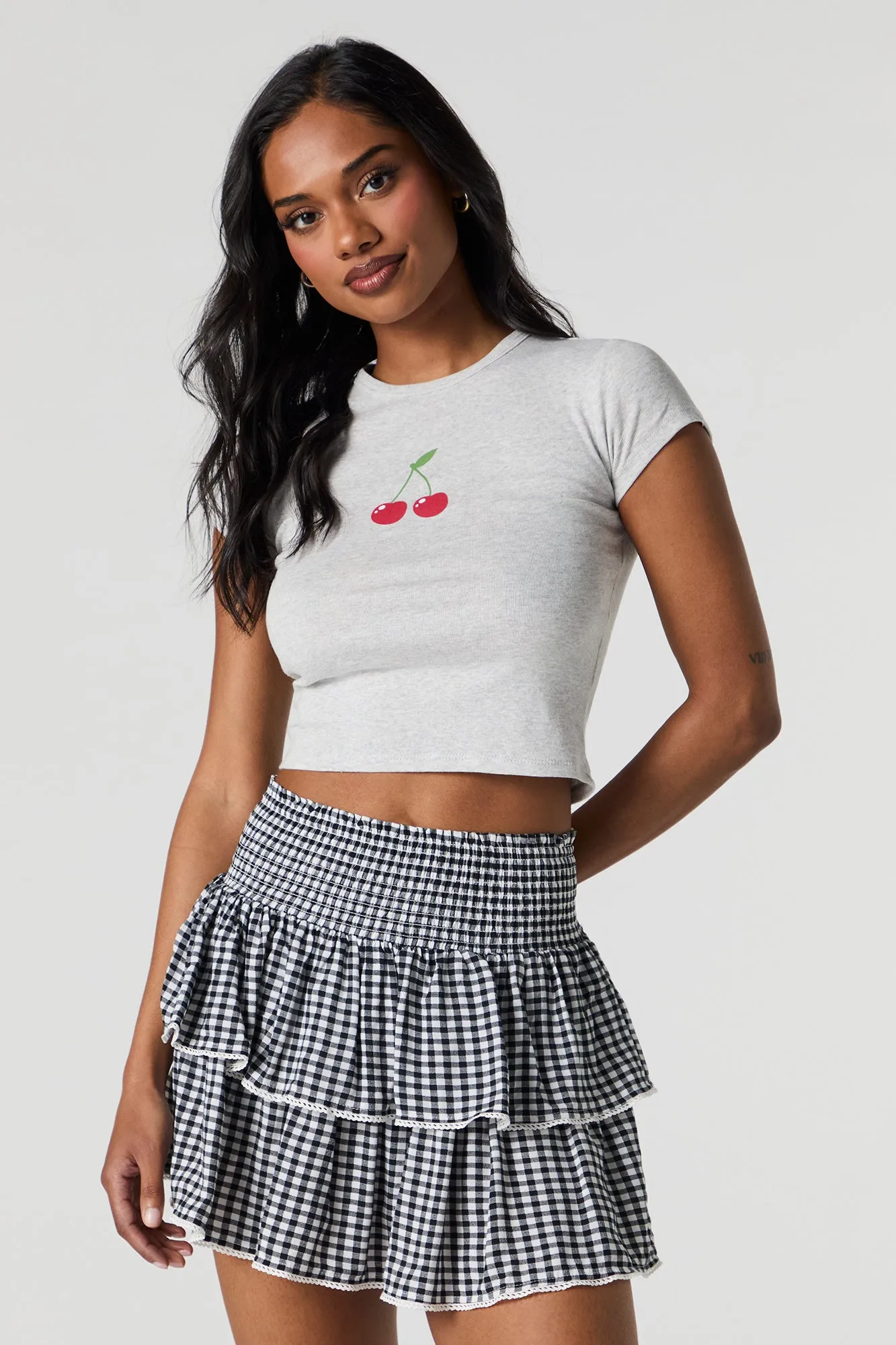 Petit t-shirt côtelé à imprimé Cherries sold by Urban Planet