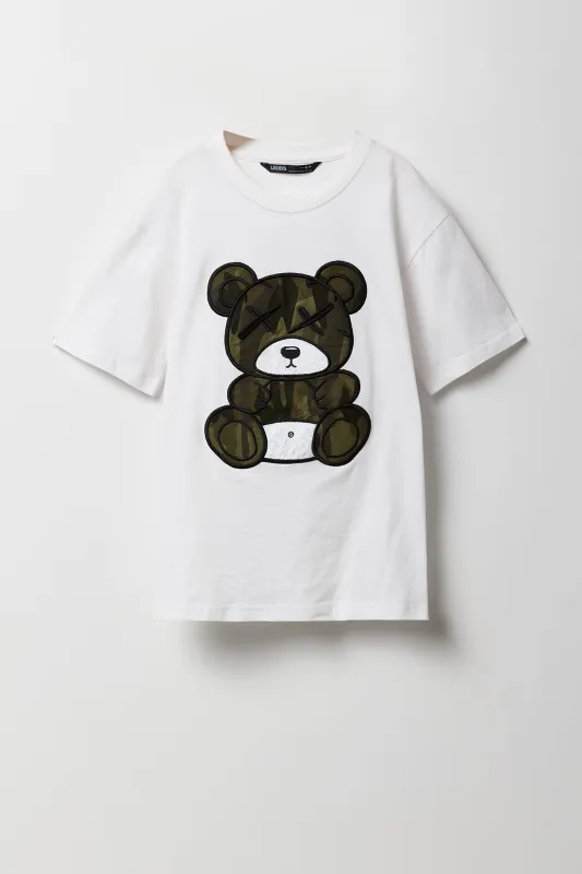 T-shirt avec motif brodé Ours et motif camouflage pour garçon sold by Urban Planet