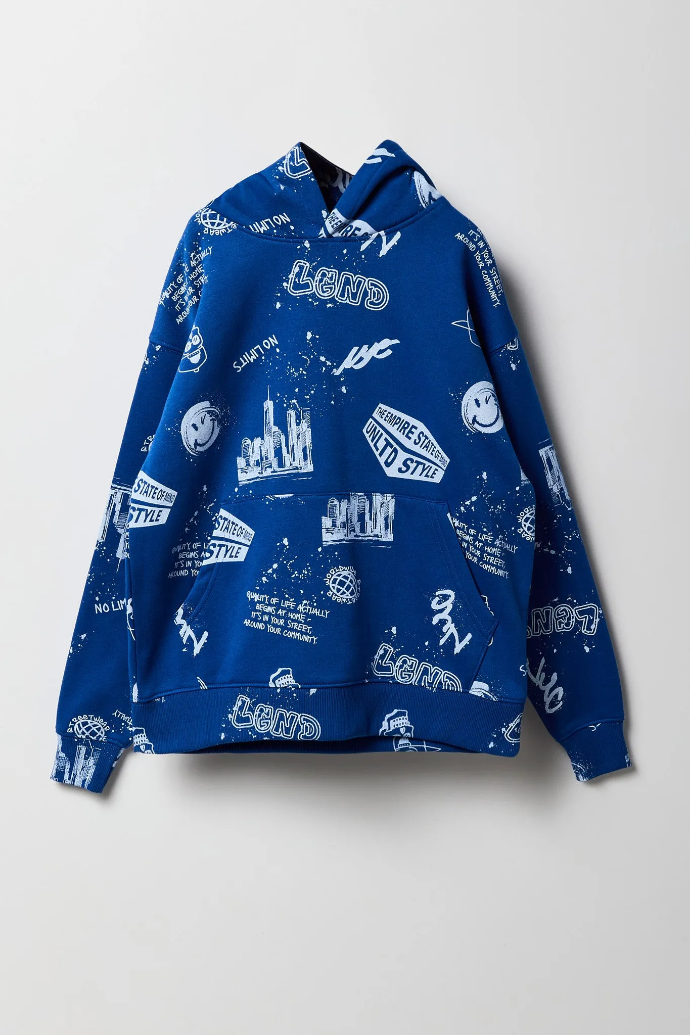 Boys New York Print Fleece Hoodie sold by Urban Planet