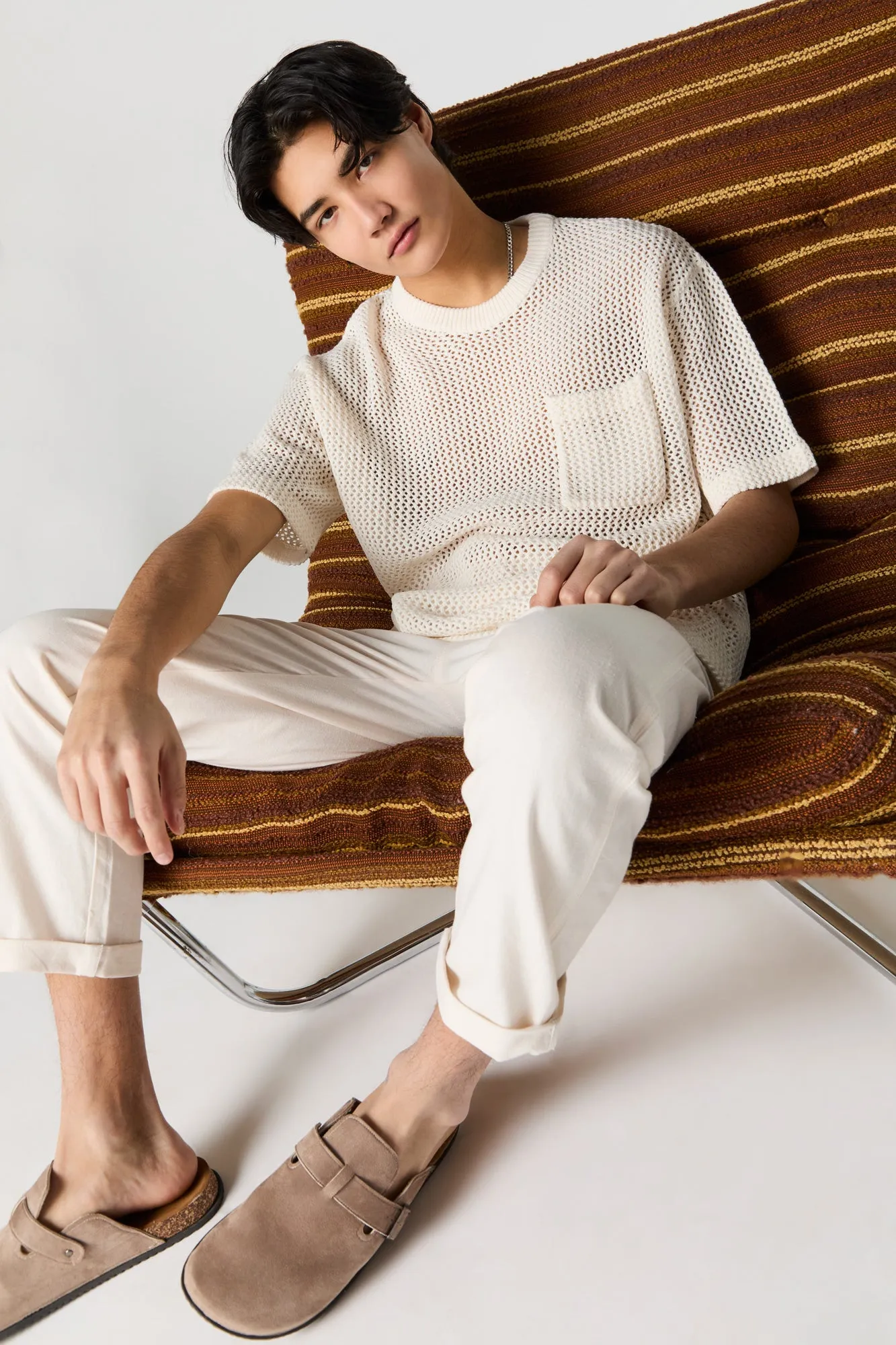 Open Knit Relaxed T-Shirt sold by Urban Planet