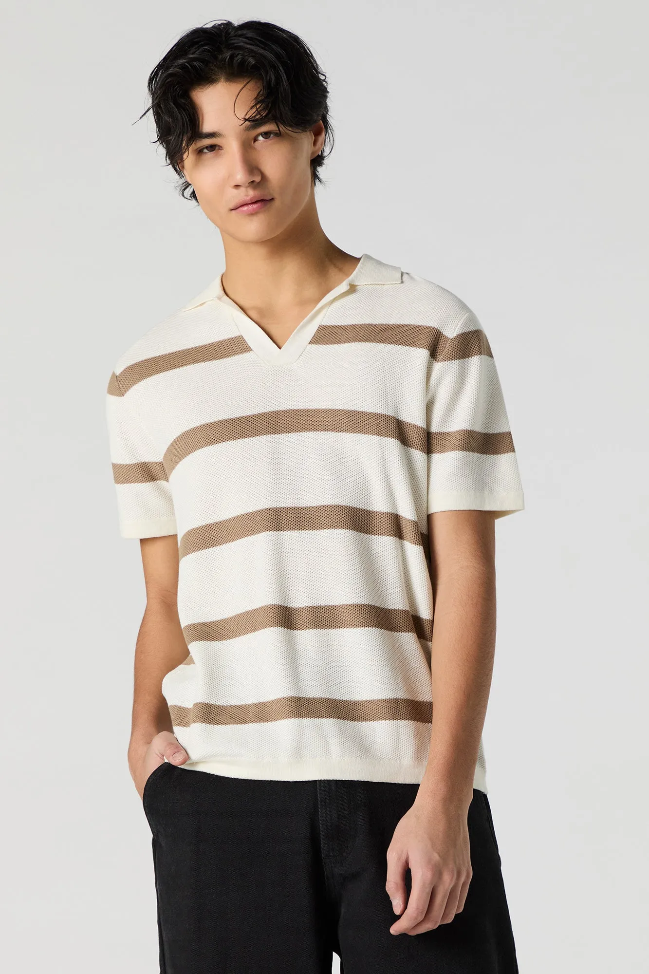 Striped Knit Polo Top sold by Urban Planet product image thumbnail 5