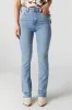 Jean à jambe évasée extensible à taille haute avec pierres du Rhin sold by Urban Planet