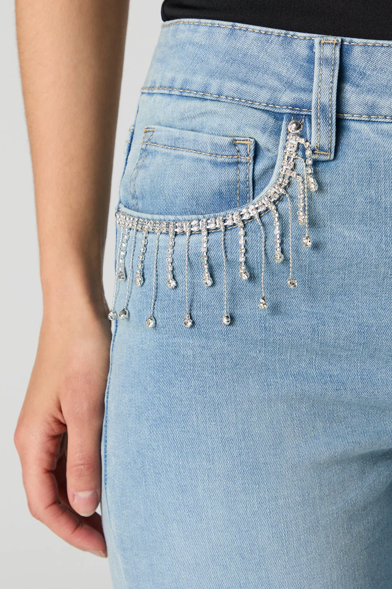 Rhinestone Fringe Pocket Straight Leg Jean sold by Urban Planet product image thumbnail 4