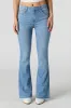 Jean mi-taille à jambe évasée avec motif brodé sur les poches arrière délavé moyen sold by Urban Planet