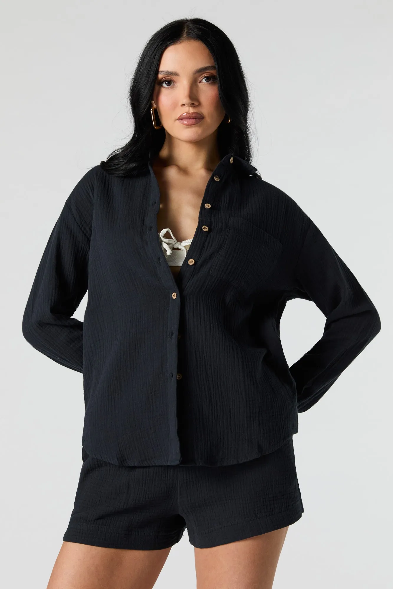 Textured Button-Up Top sold by Urban Planet product image thumbnail 4