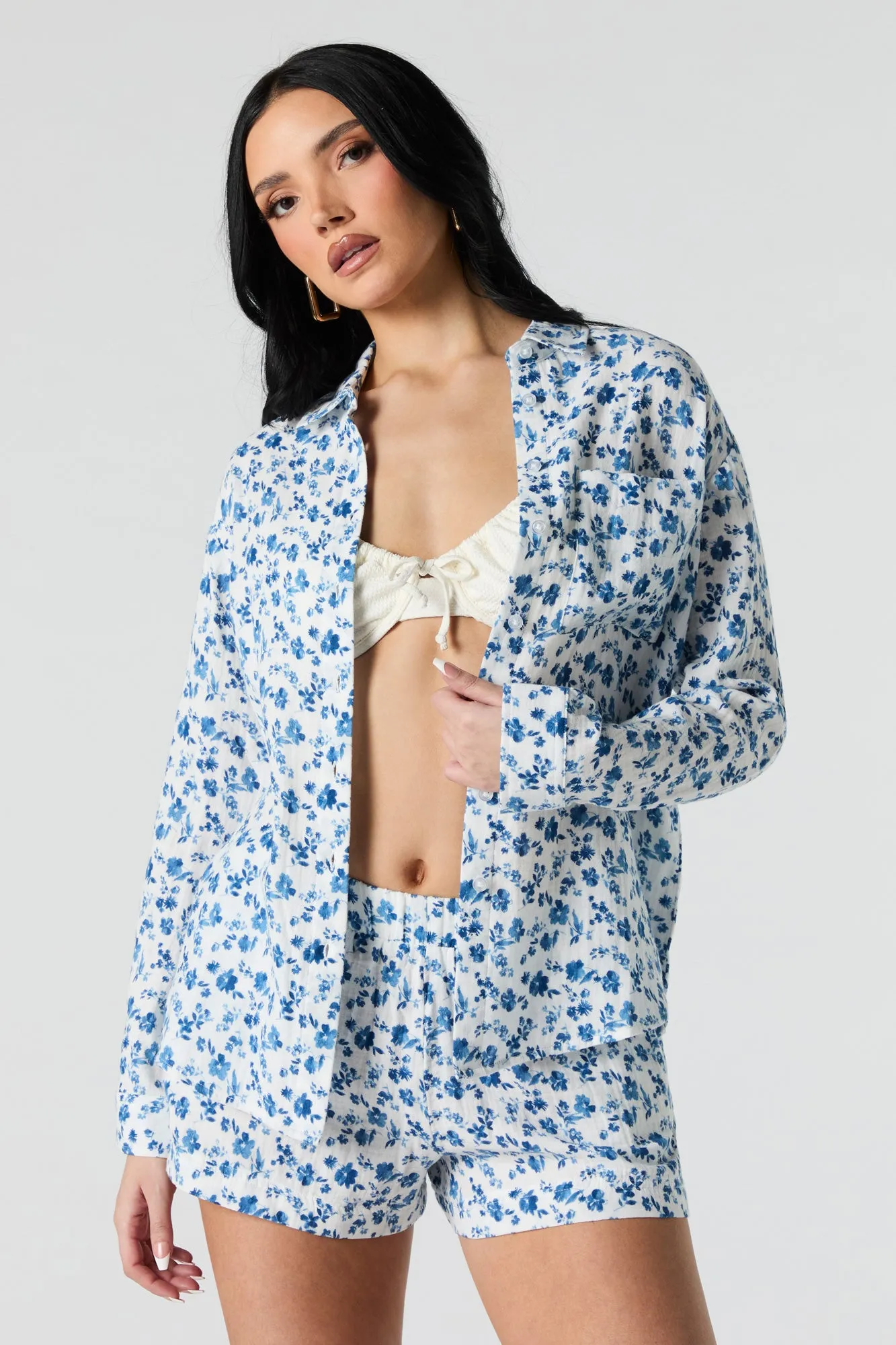 Textured Button-Up Top sold by Urban Planet