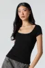 Ribbed Scoop Neck Short Sleeve Top sold by Urban Planet