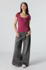 Ribbed Scoop Neck Short Sleeve Top sold by Urban Planet