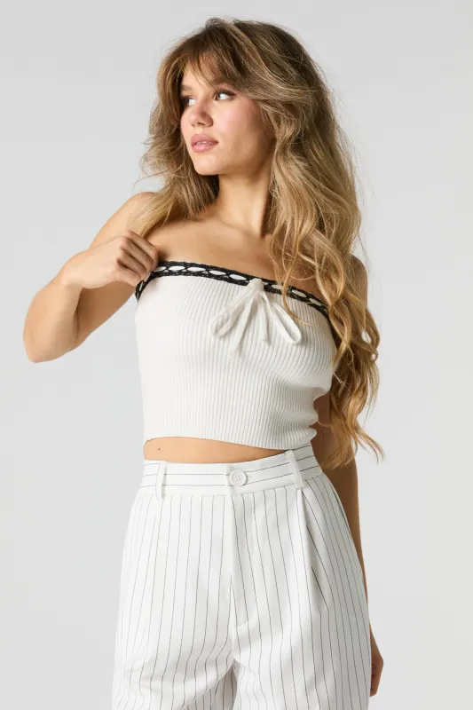 Ribbed Knit Lace Trim Tube Top sold by Urban Planet
