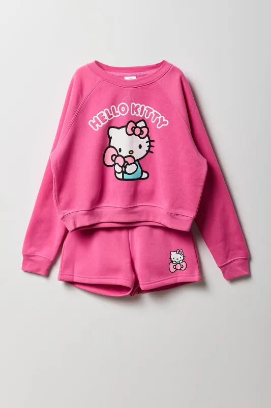 Girls Hello Kitty & Friends Fleece Sweatshirt & Short 2 Piece Set sold by Urban Planet