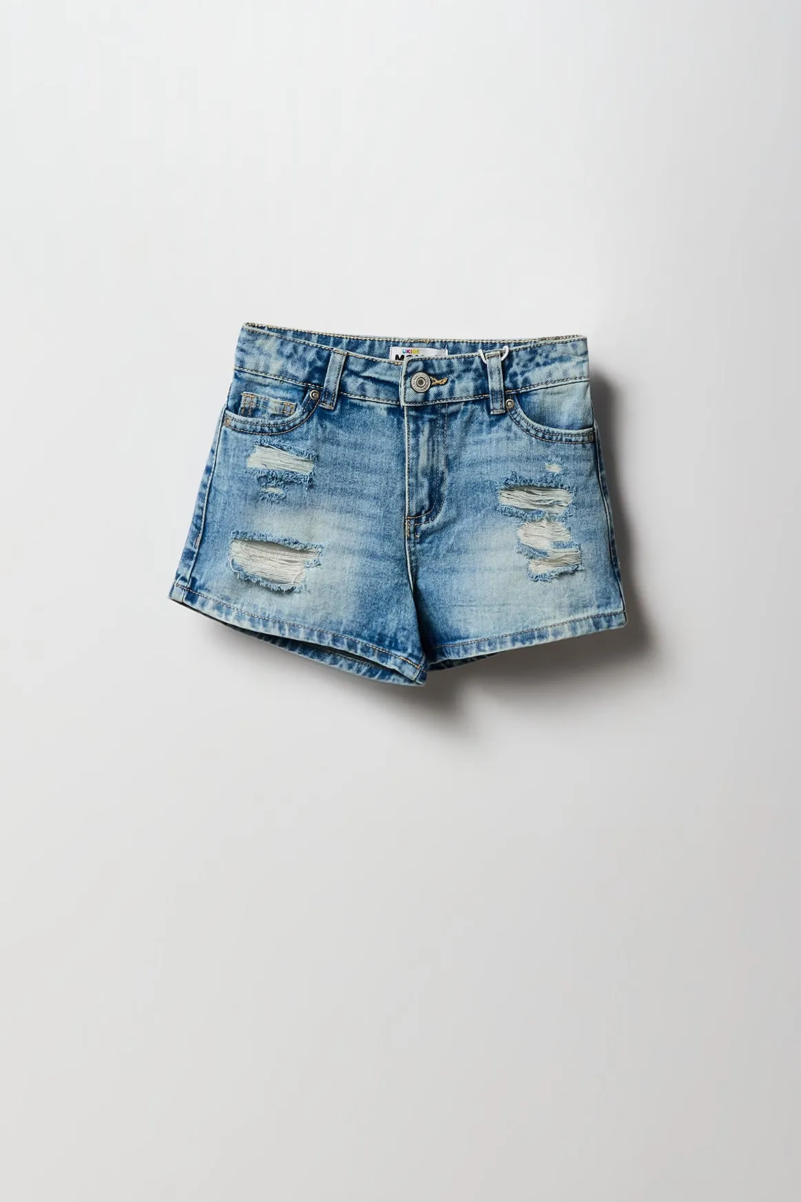 Girls High Rise Mom Distressed Denim Short sold by Urban Planet product image thumbnail 3