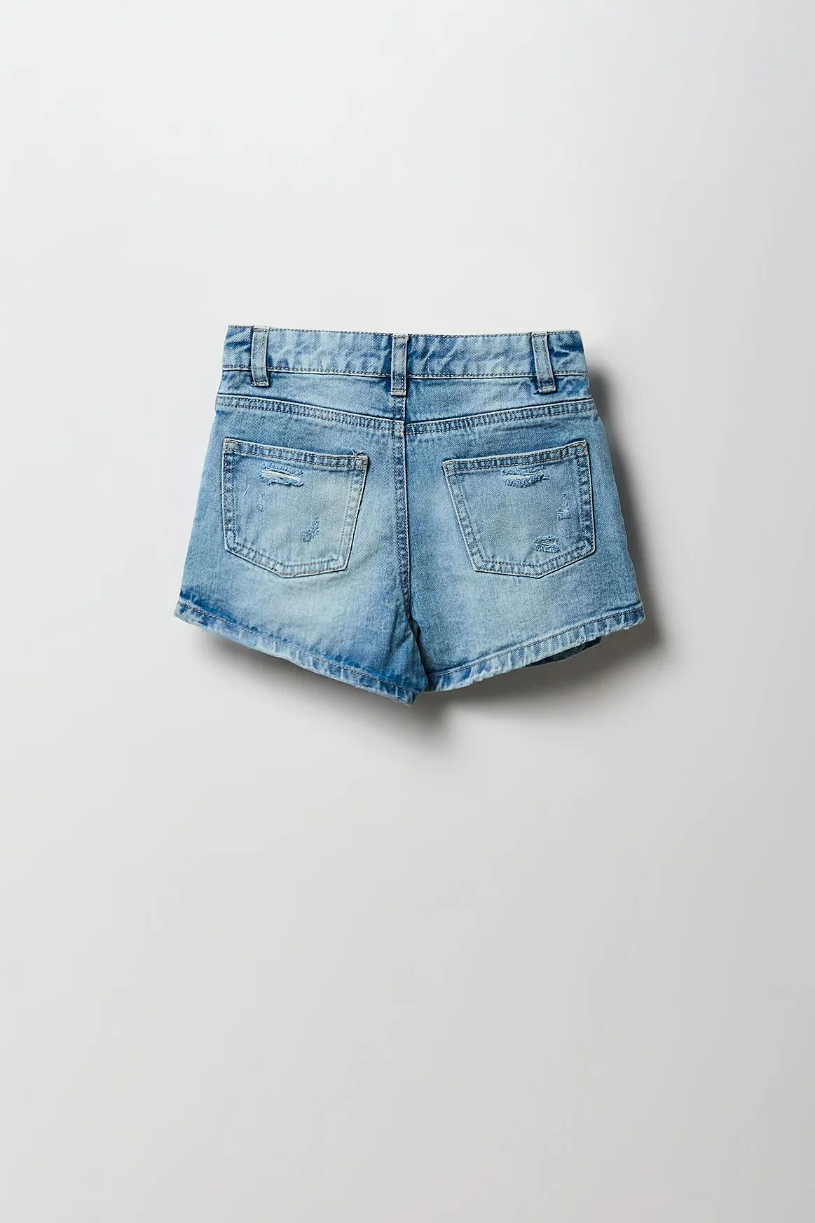Short en denim à taille haute coupe Mom d'aspect usé pour filles sold by Urban Planet product image thumbnail 2