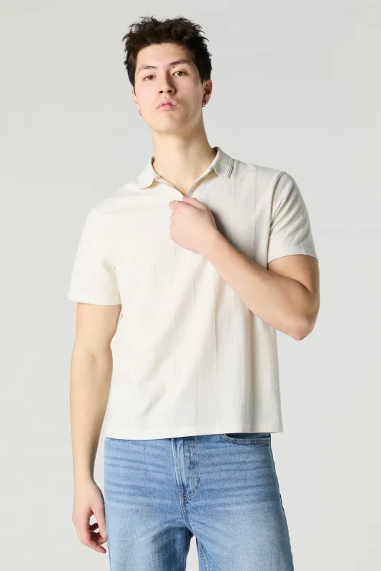 Textured Zip Polo Top sold by Urban Planet