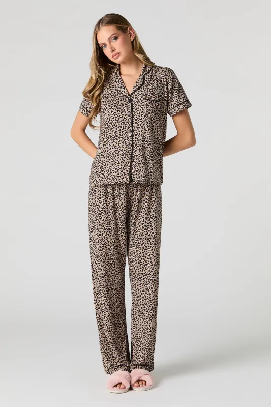 Button-Up Short Sleeve Top & Pant 2 Piece Pajama Set sold by Urban Planet