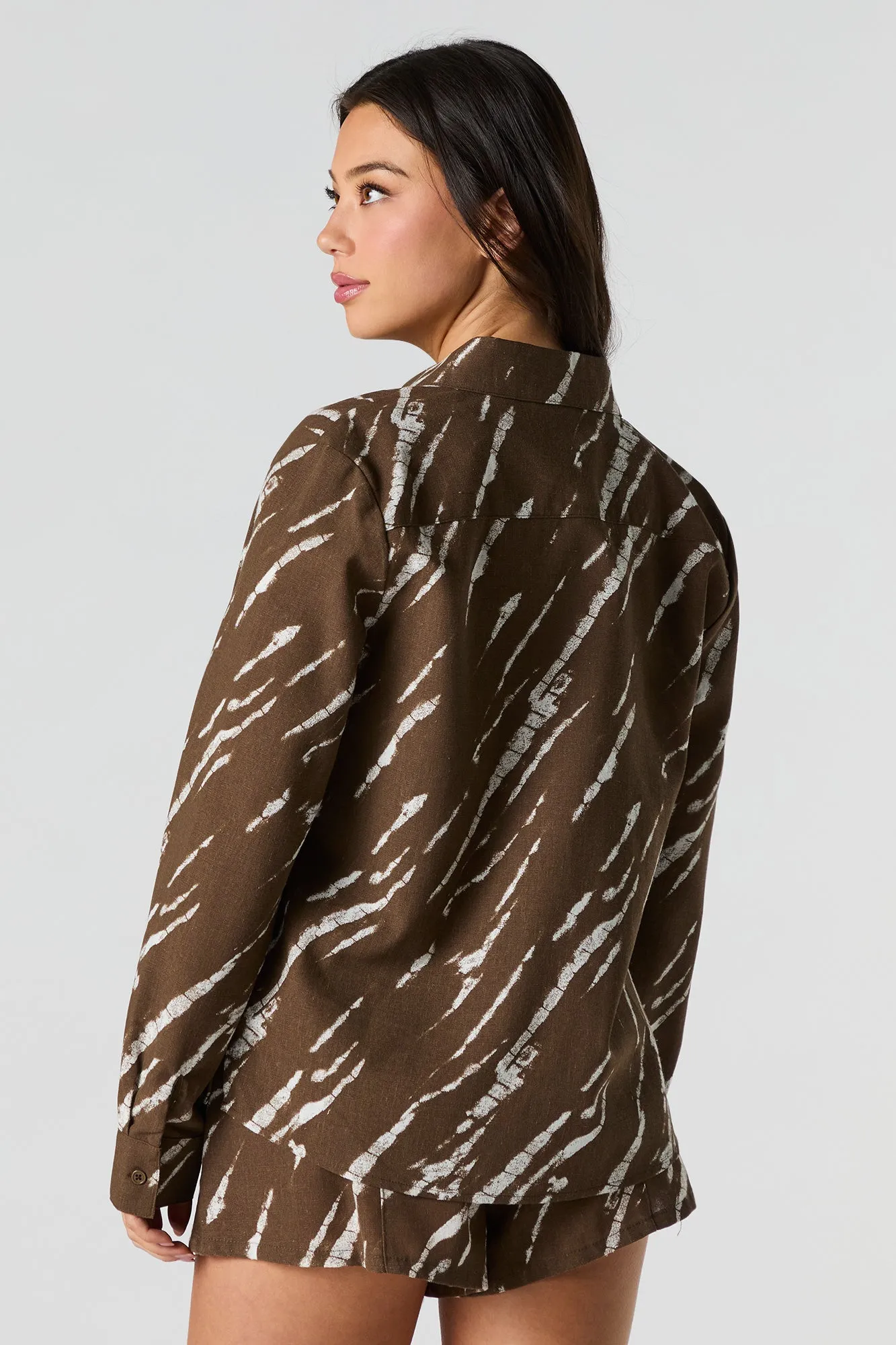 Linen Button-Up Long Sleeve Top sold by Urban Planet product image thumbnail 2