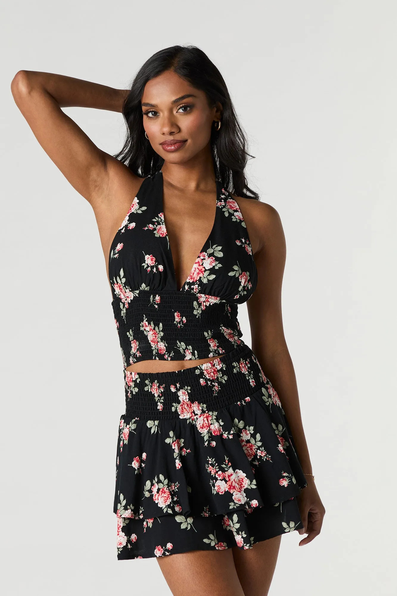 Floral Smocked Mini Skirt sold by Urban Planet product image thumbnail 4