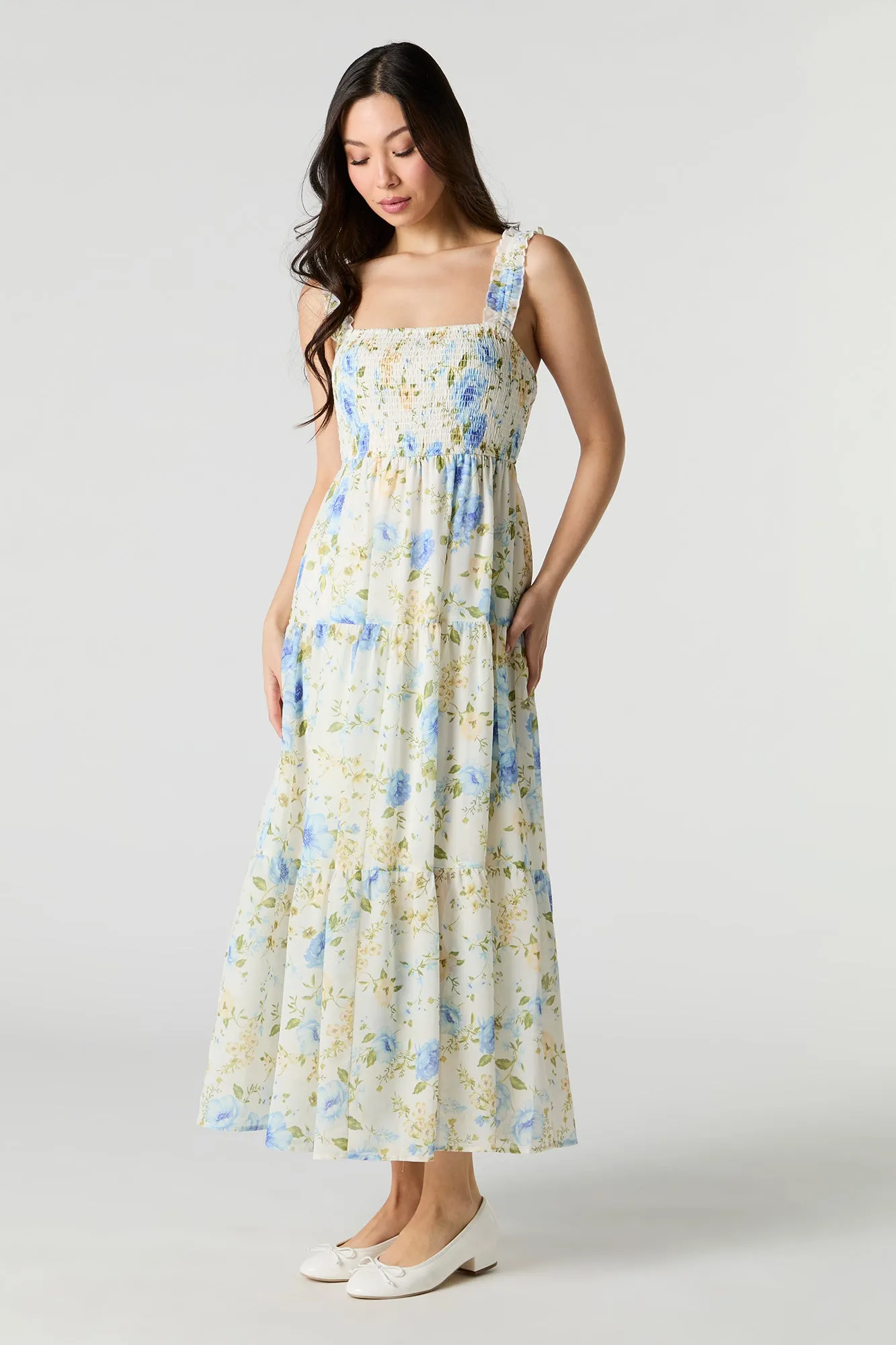 Chiffon Smocked Tiered Maxi Dress sold by Urban Planet product image thumbnail 2