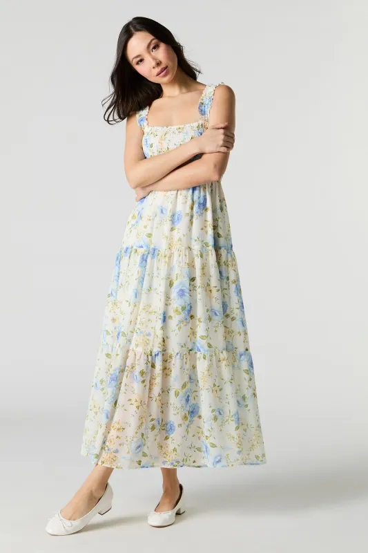 Chiffon Smocked Tiered Maxi Dress sold by Urban Planet