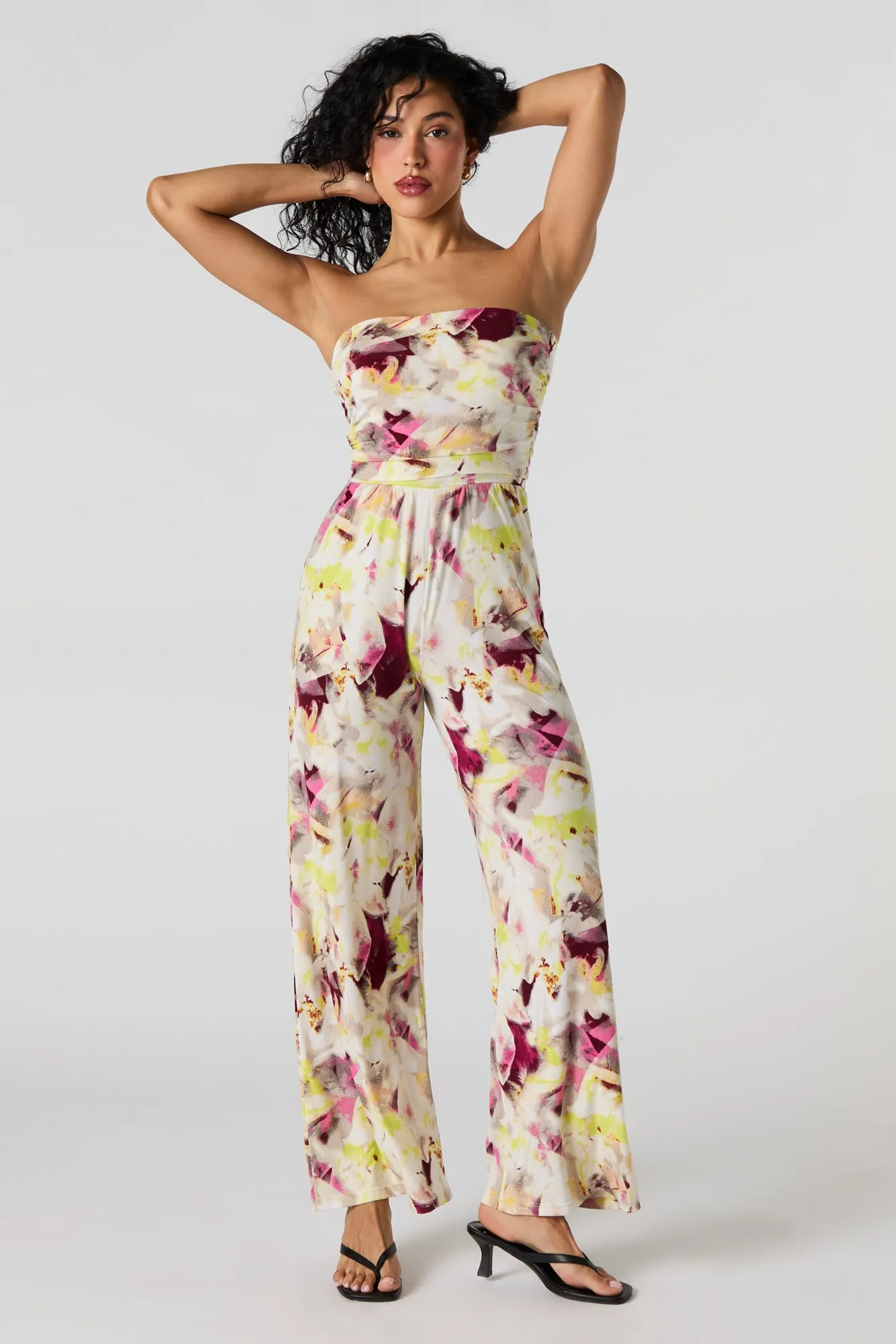 Floral Strapless Wide Leg Jumpsuit sold by Urban Planet product image thumbnail 4