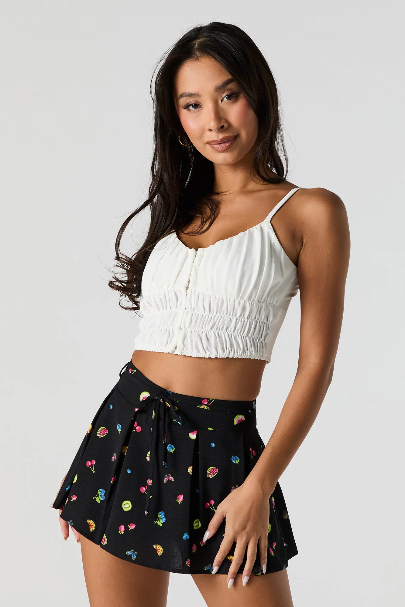Printed Pleated Mini Skort sold by Urban Planet product image thumbnail 5