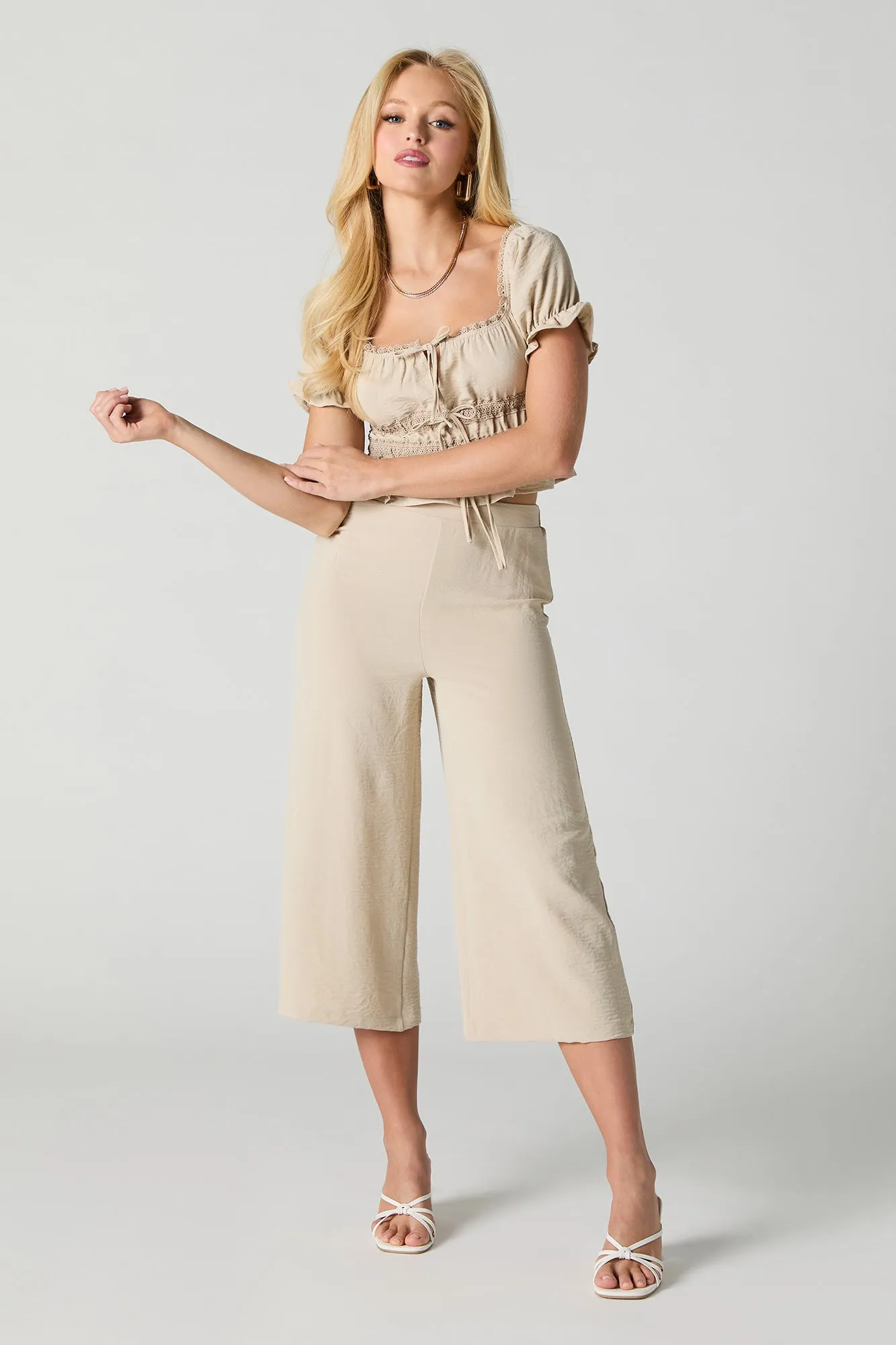 Flowy Wide Leg Capri sold by Urban Planet