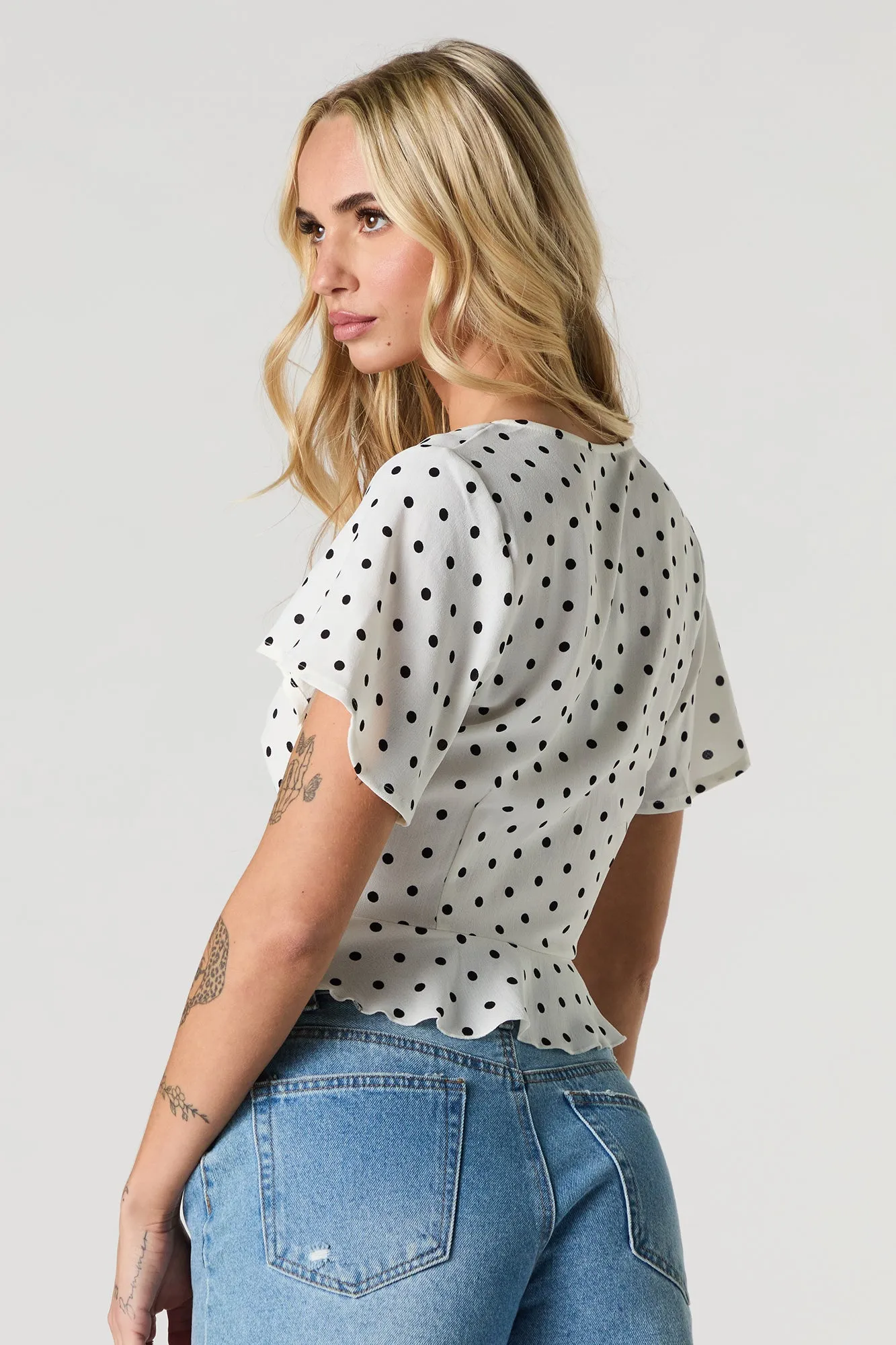 Polka Dot Flowy Flyaway Top sold by Urban Planet product image thumbnail 2